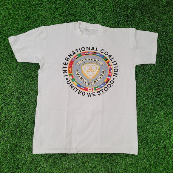 Vintage 1991 Dessert-Storm Shirt M/L 21x27 International Country Flag - Picture 1 of 13